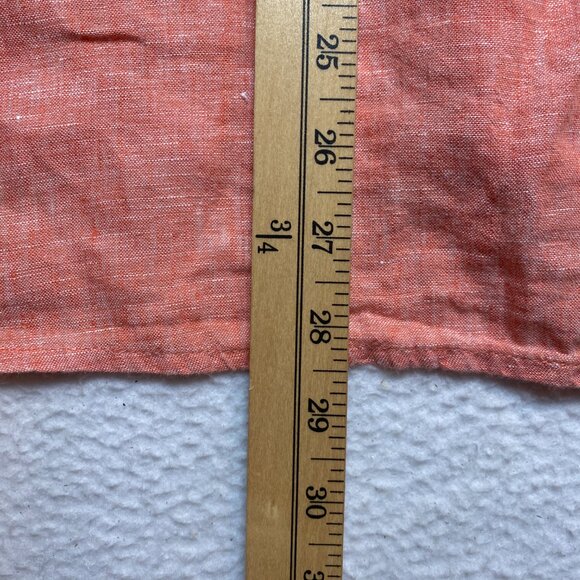 Chicos Linen Shirt Womens 2 Orange 3/4 Sleeve Button Up - Picture 11 of 12